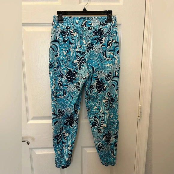 Lilly Pulitzer 29" Rici Stretch Jogger Pant Resort White Mermazing small - Picture 4 of 5